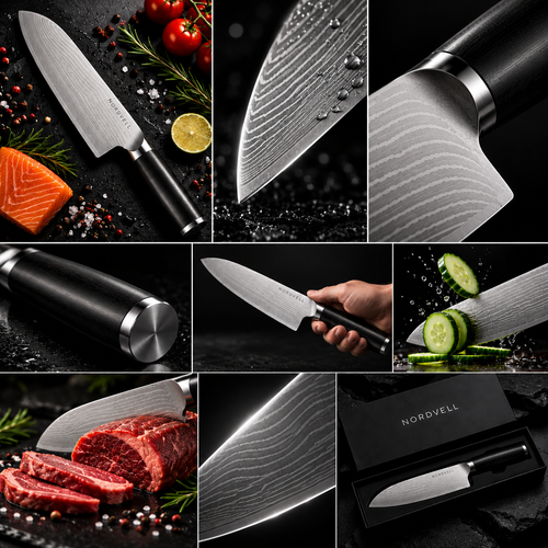 NORDVELL Santoku – VG10 Damastmesser 18 cm