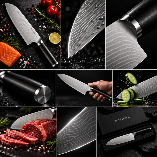 NORDVELL Santoku – VG10 Damastmesser 18 cm