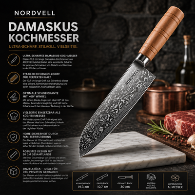 NORDVELL Damascus – 19,3 cm Kochmesser
