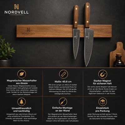 NORDVELL Magnetleiste – Akazienholz 40,6 cm