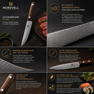 NORDVELL Precision – Damastmesser 12 cm