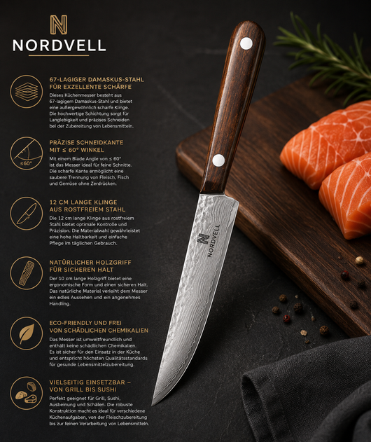 NORDVELL Precision – Damastmesser 12 cm